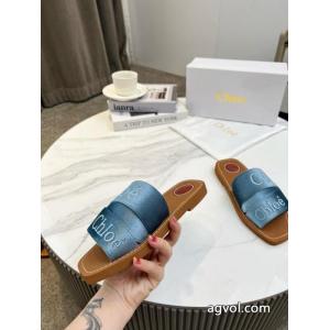 Chloe'2026最新夏モデルベルベットに3 D立体電気刺繍スリッパ