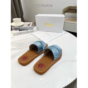 Chloe'2026最新夏モデルベルベットに3 D立体電気刺繍スリッパ