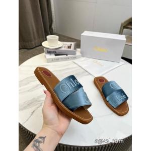 Chloe'2026最新夏モデルベルベットに3 D立体電気刺繍スリッパ